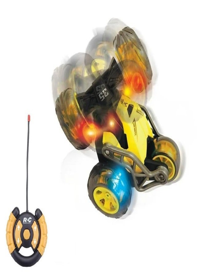 TEC TAVAKKAL Big Size Rechargeable RC Stunt Cars for Kids, 5 Wheel 2.4 GHz Remote Control Car Stunt Vehicle High Speed 360 Degree Rotation Flip Racing Car Upright Driving Toys for Boys Girls (Yellow) - Image 3